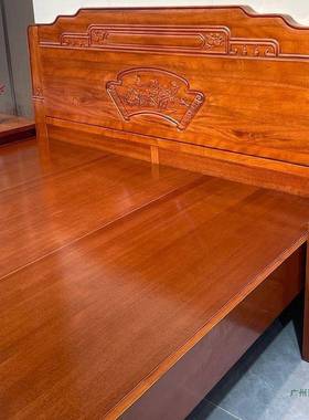 金花梨木全实木榫床18米双人主卧婚床中仿卯古菠萝式格VXT木.床1.