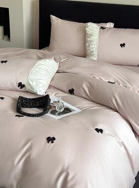 V45O1少女清梦100S长绒棉四件套纯棉毛巾绣被套床单床笠床上