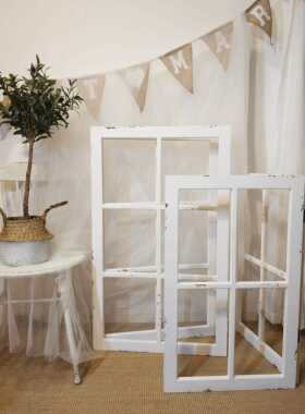 3Y家居摆件木质做旧窗框白色定 制拍摄背景道具橱窗甜品花店BJD假