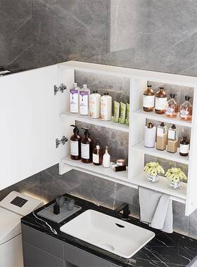 卫生梳14751妆镜挂墙洗柜漱台厕所镜子收纳一体式柜浴间室带置物架