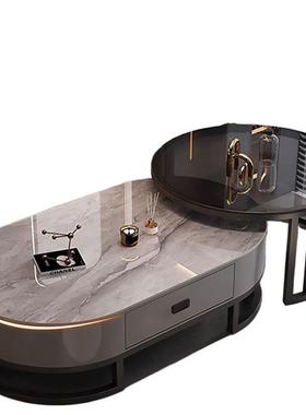 岩板客茶几厅家用0224款轻奢新现代FHX简约小户型网红椭圆形茶桌