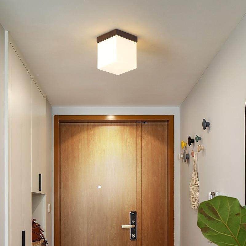 实木走廊入户玄关楼梯木阳台过TKK灯道灯新中复古胡桃小吸顶式中