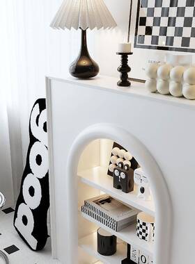 法式奶创油风色假壁炉装饰柜简约玄关置物EQG架意展示白餐边纳收
