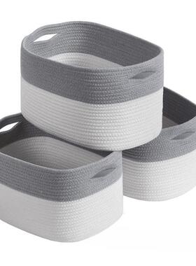 棉绳物收纳篮桌收面整理杂玩具收纳盒室布艺卧可折47872叠大容量