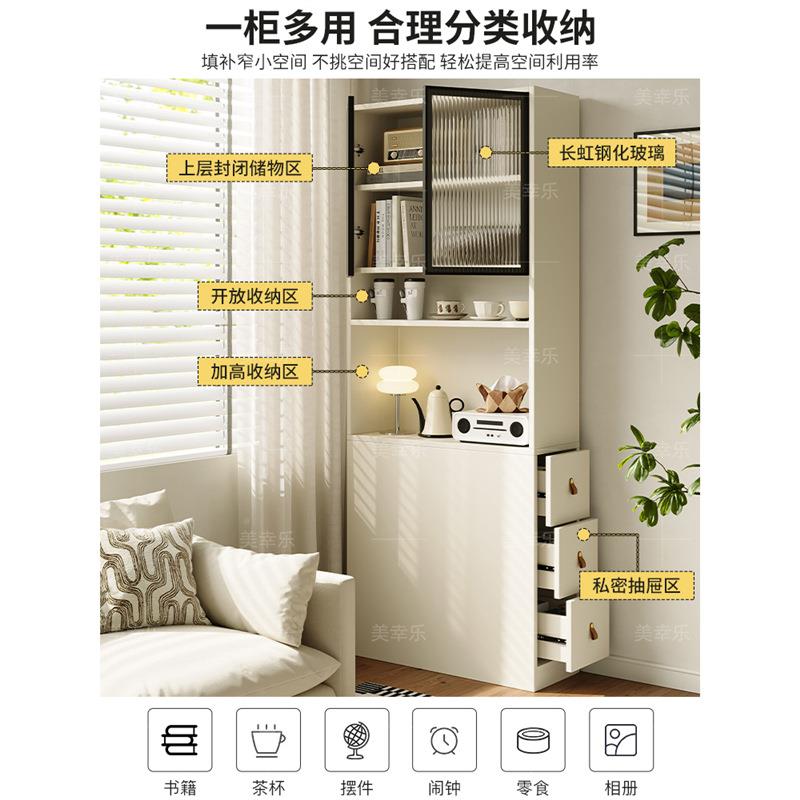 防尘客实木柜储物夹柜一体侧IUW开门收纳柜厅靠墙落地立柜缝书柜