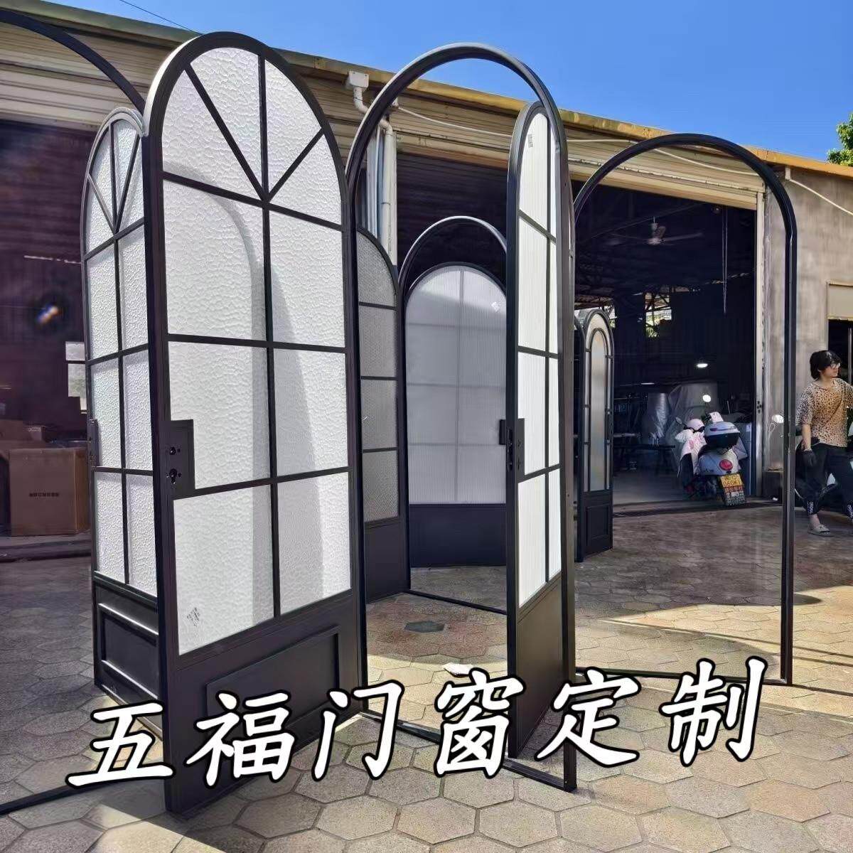 法式复古铁艺玻璃门化妆室门厕所门书房门拱形包厢门店铺门服装店