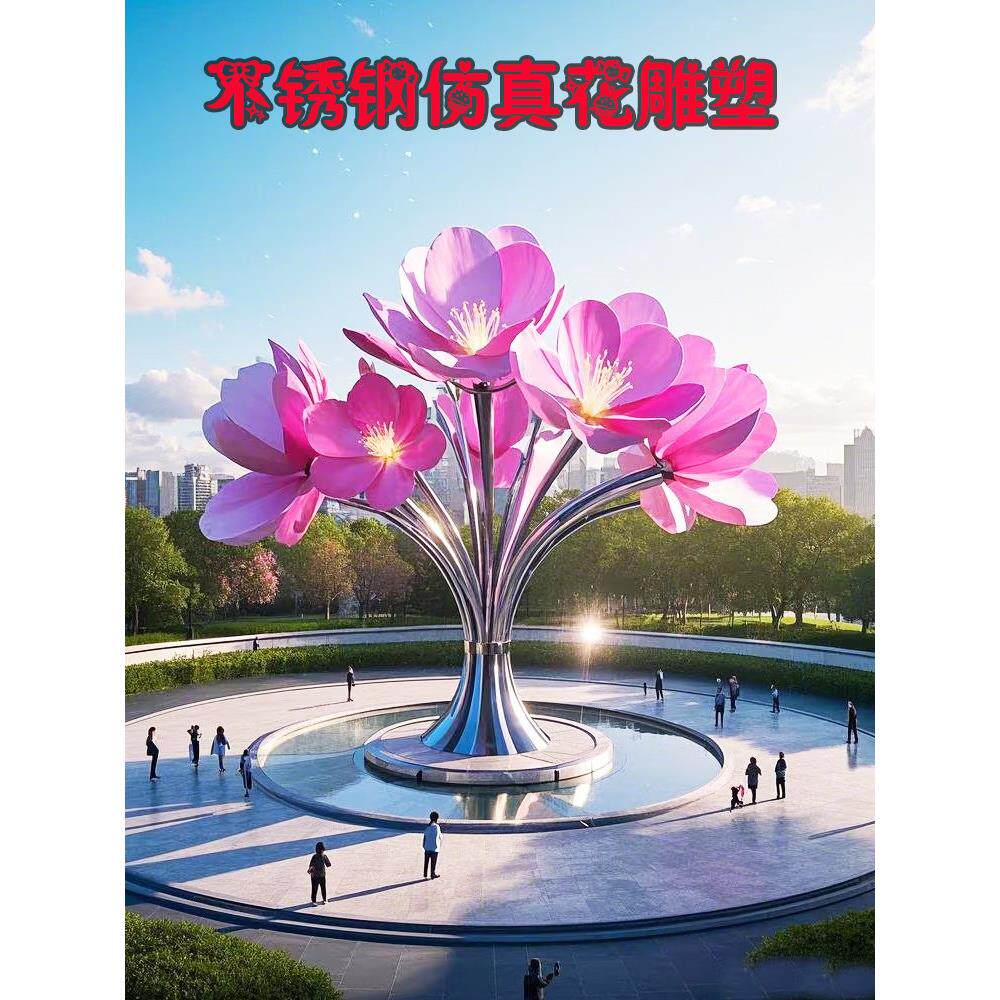 大型不锈钢雕塑定制地标水景园林校园金属抽象工业风景观广场摆件