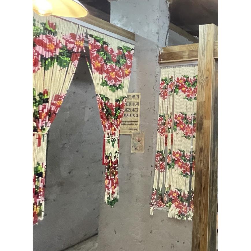 复古花朵珠帘昭和风串珠门帘挂帘工作室装饰挂帘家用玄关隔断帘子