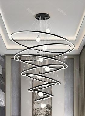 别墅式客公厅吊灯现代约2025年新款loft寓自建SDA房楼梯灯复楼简