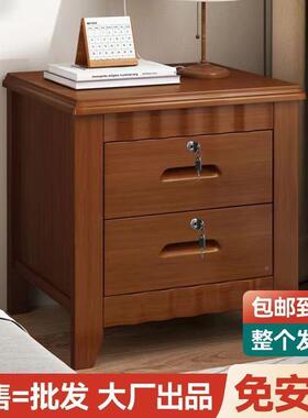 免安装式简约实木OCZ床头屋柜卧室家用带锁中储物柜出租边床收纳