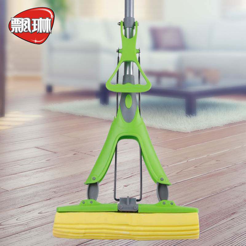 飘琳高品质三节杆胶棉拖把对折挤水地拖吸水海绵好拖把头NECO尼可