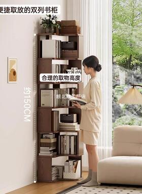 古风转角书架物置物窄柜客厅中书柜落FTQ地靠墙储柜一架体创意转