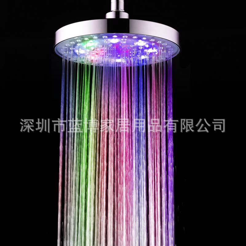 LED顶喷 七彩自变色/快闪ABS圆形8寸发光变色淋浴顶喷 8030-B2