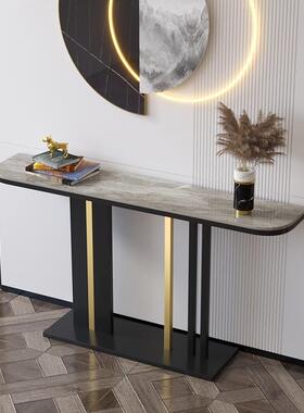 约简关桌轻奢大岩理石玄关台靠墙入户客厅端HSU景台窄条案板玄玄