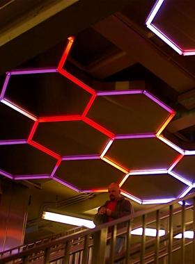 rgb蜂灯防水绚彩围灯蜂窝汽车4MWTS店氛压工位窝灯宽led洗车灯