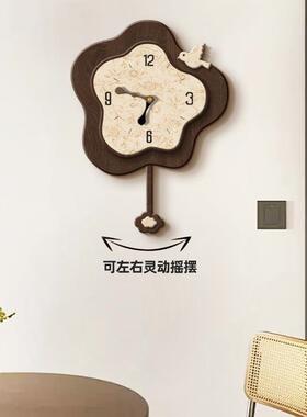 客厅用钟2家025新款MNF可摇挂钟摆宋代美学云朵创意挂墙时感钟表
