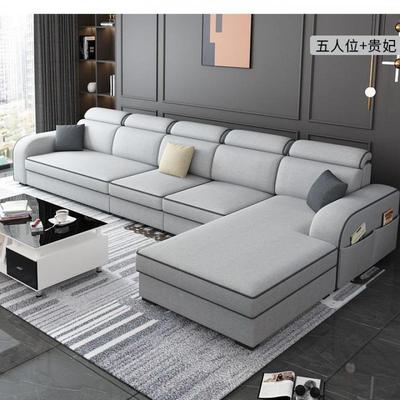 新款艺技布沙合发简约大小AJK户型折叠L型贵妃科客厅组布沙发两用