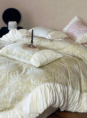 复古简约法式100轻奢长绒数ONW码印花系上列床S用品家用四件棉套