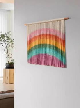 彩虹挂毯电表箱墙遮挡装饰画手编织景染Wk2WYeCj色波西米亚面背装