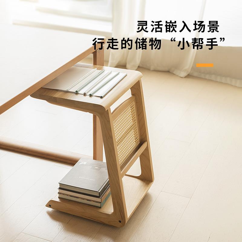 实木边几小茶几床边桌子沙藤发樱编小户ZTI方茶桌日式角型几C型桃