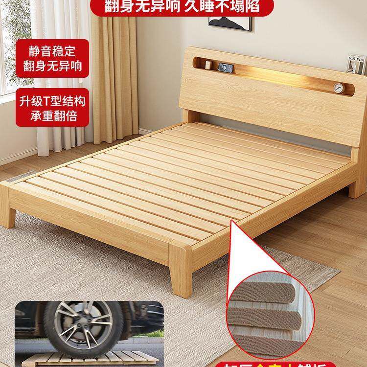 实木床1.5双人1床家用现单代简约租房出CXM屋用米2人储物经济型床