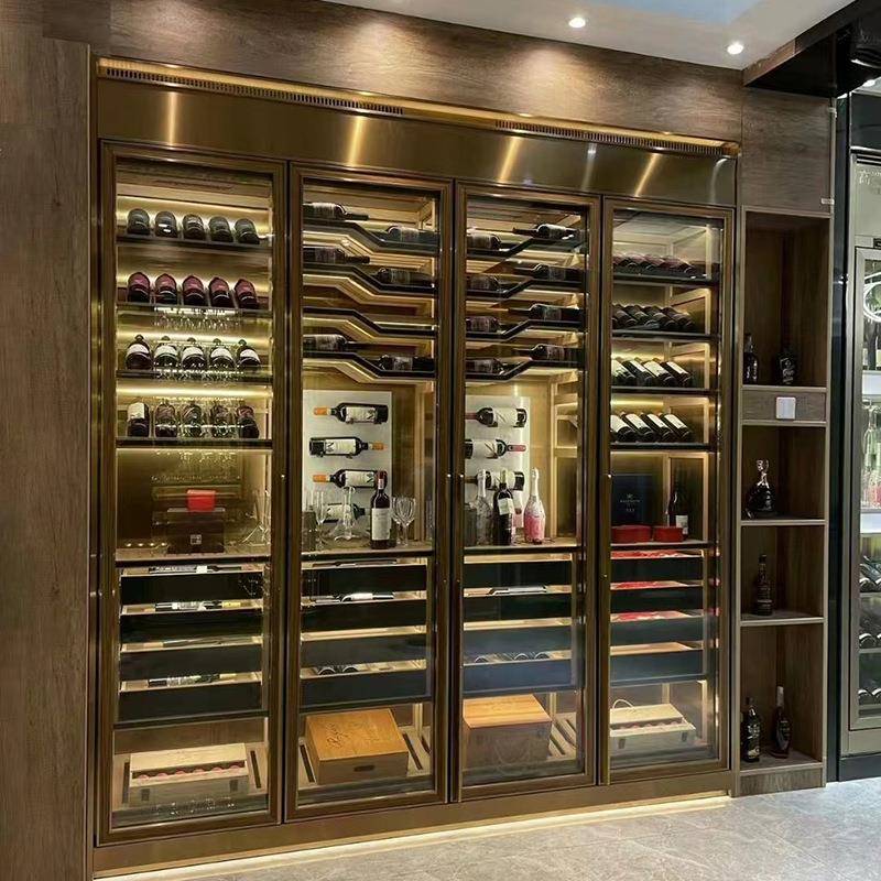 定锈制客厅不恒温酒柜酒窖OBD玻璃钢门酒店别酒墅红商用展示柜