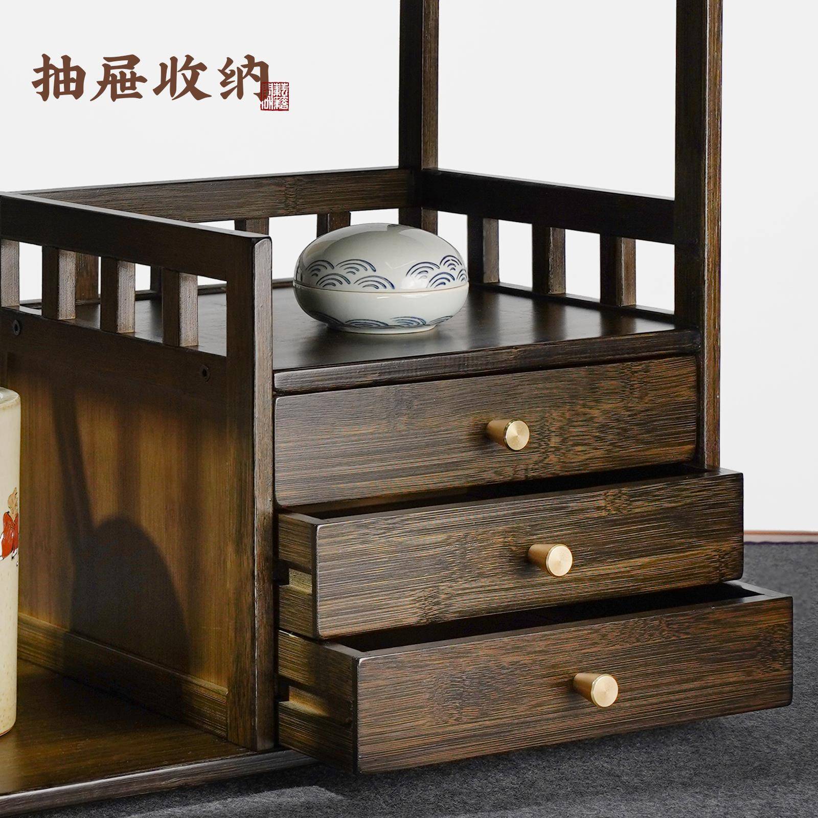 毛笔架笔挂楠竹宝置架多层加创物意简WJQ约多功能文房四收纳架厚