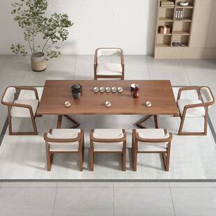 中式实木餐椅轻奢茶椅主人现代家用泡茶餐桌茶台椅子靠背扶手椅