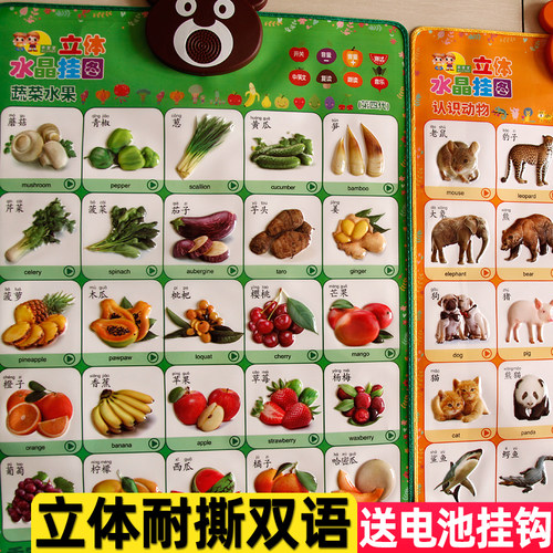 幼儿童有声挂图宝宝早教认知卡片看图识字发声学说话识物拼音数字