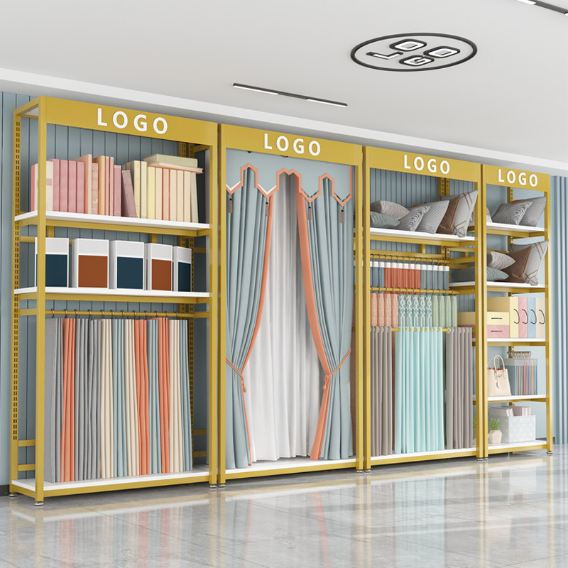 窗帘大样展架样品吊卡家纺店展示架摇摆杆布艺样本陈列架抱枕架子