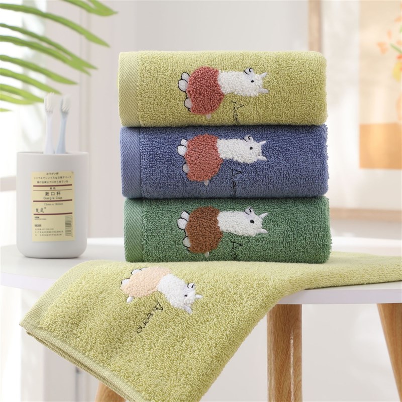 清新羊驼毛巾 棉洗脸家用吸水柔软儿童加厚儿童可爱洗脸擦手毛巾