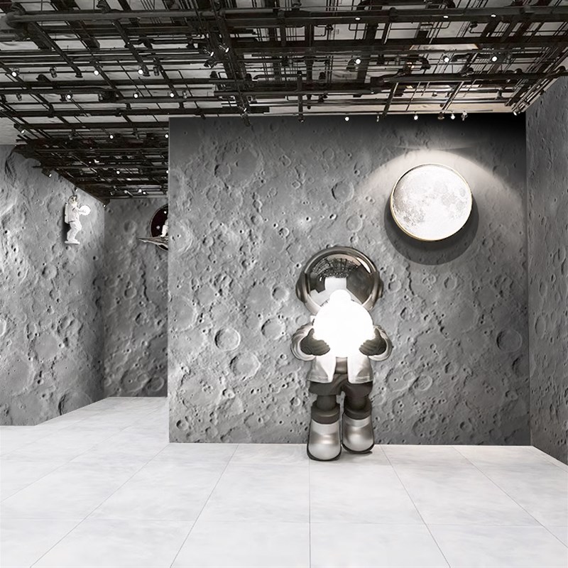 月球表面壁纸凹凸浮雕装饰板陨石坑面星月石艺术水泥背景墙面壁纸