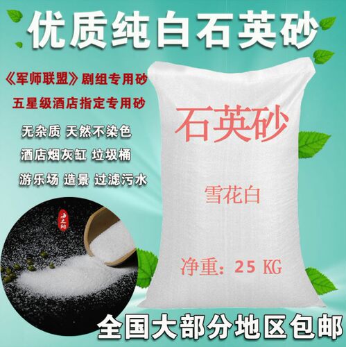 50纯白石英砂白色细沙水处理白沙子过滤料白砂酒店垃圾桶烟灰缸用
