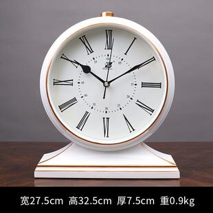 摆钟客旺百城厅家用石台式座钟复古桌钟表钟坐摆放式时钟面摆件静