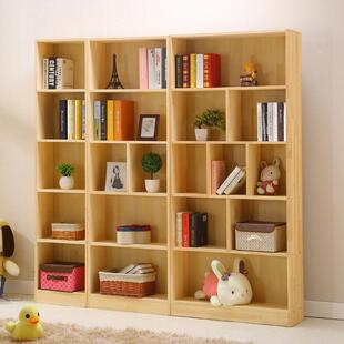 全实木架松书柜储物柜带柜门木木质架货架简约BNS现代植物花多层