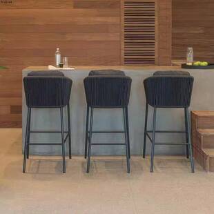 户外吧台椅庭院阳台休闲高脚凳室外露台藤编酒吧桌椅组合防水防晒