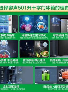 声501升冰箱四开门十字XRS对开双-系统双循环风容冷BD5C01WD18FP