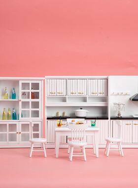 1:2娃娃屋dollhous迷你微缩料厨房理台餐UFO桌椅橱柜套e装场景道1