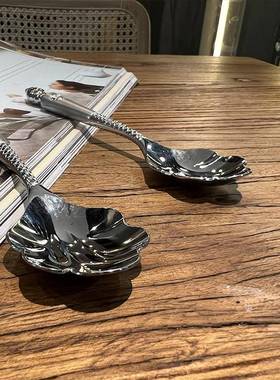 6实心！18/10不ANXM锈钢贝圆头L更壳勺子餐更