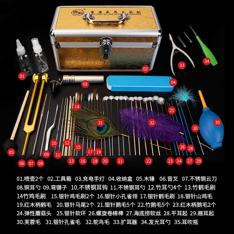 天艺杨波采耳工具装高级采耳箱掏耳朵挖耳勺带充电灯卷棉棒