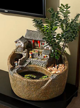 恰是人间惊鸿客,墨染星辰云水间!创意流水摆件边几装饰灯笼可亮