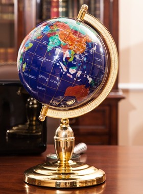 宝石地球仪高清办公室摆件工艺品家居客厅书房装饰品摆设开业礼品