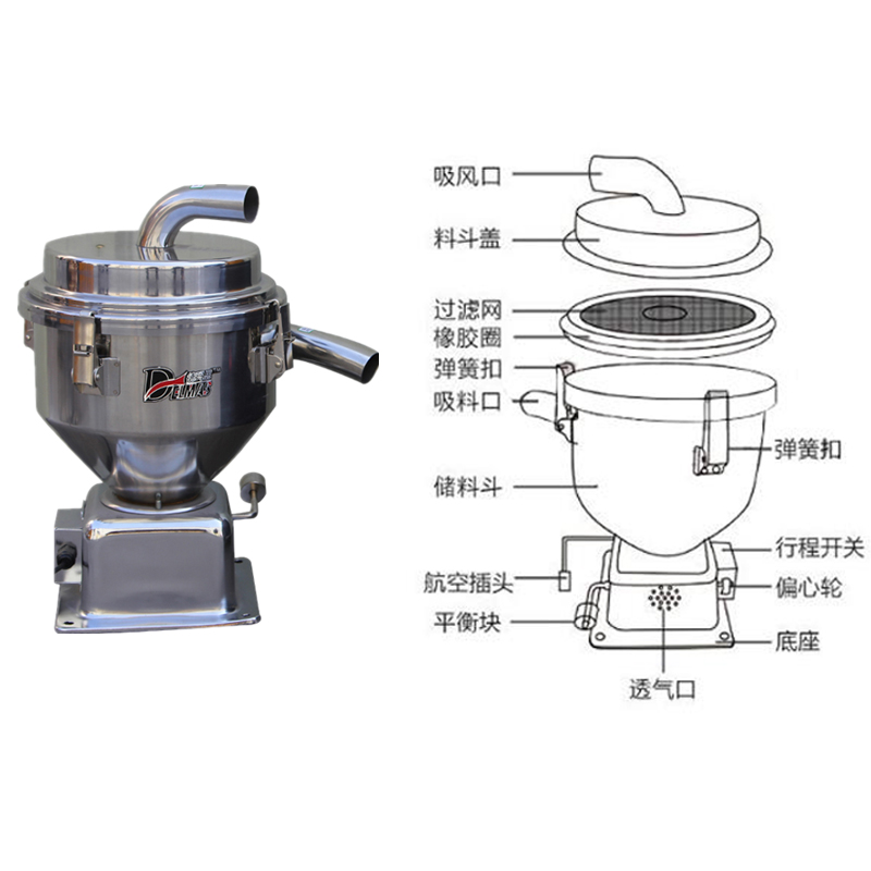 吸料机不锈钢真空料斗3L7.5LL上料机电眼料斗储料桶注塑机配件