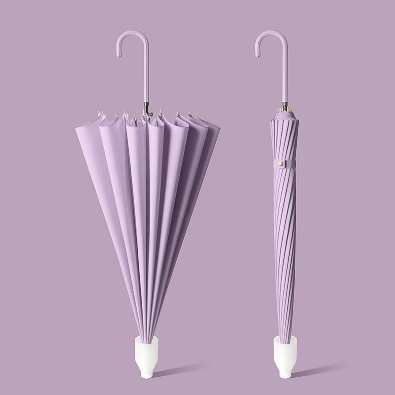 日系小清直柄伞自动开1骨防水雨伞长柄伞男女新款纯色