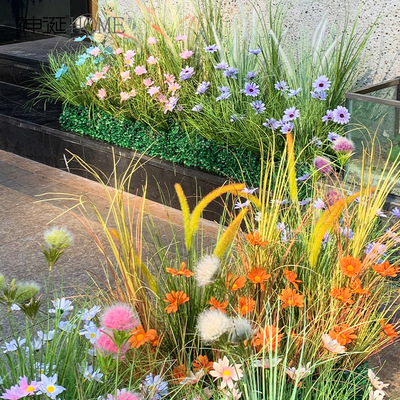 仿真花造景防绿植假花橱窗装饰场景布置地上防真花丛摆设花艺摆件