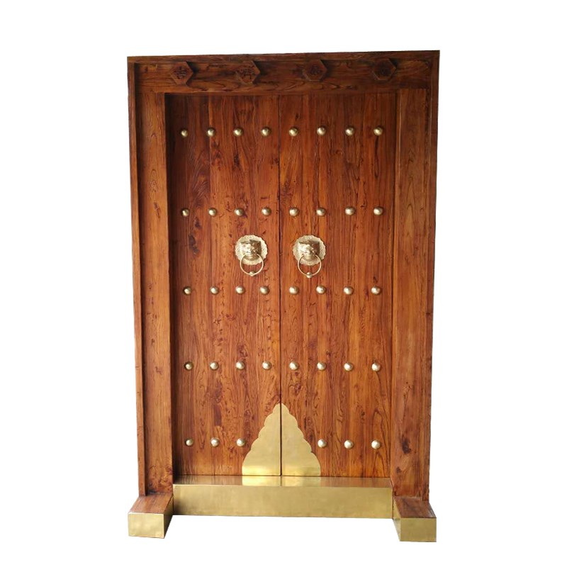 实木大门榆木中式开大门庭院别墅仿古大门农乡村进户大门原木门