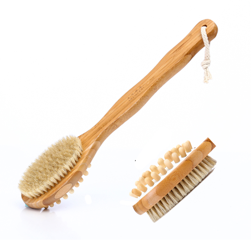 楠竹制猪鬃毛长柄沐浴刷 按摩洗澡刷搓泥搓澡刷 洗浴搓背敲背浴刷