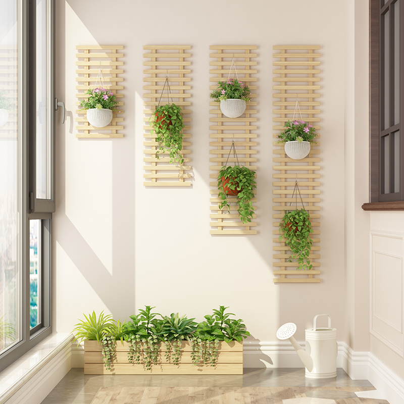 花园实木质客厅花盆架壁挂墙上阳台装饰绿萝悬挂式室内花架子爬藤