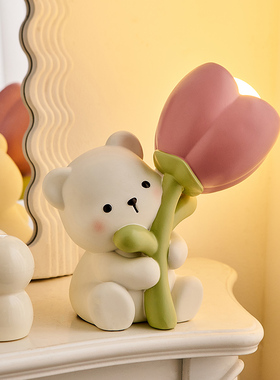 创意可爱郁金香小夜灯摆件宿舍卧室儿童房床头柜治愈系氛围装饰品