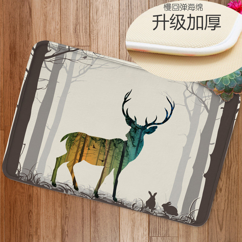 BDEER 浴室地垫进门地毯浴室门口地垫吸水防滑垫麋鹿地垫加厚定制